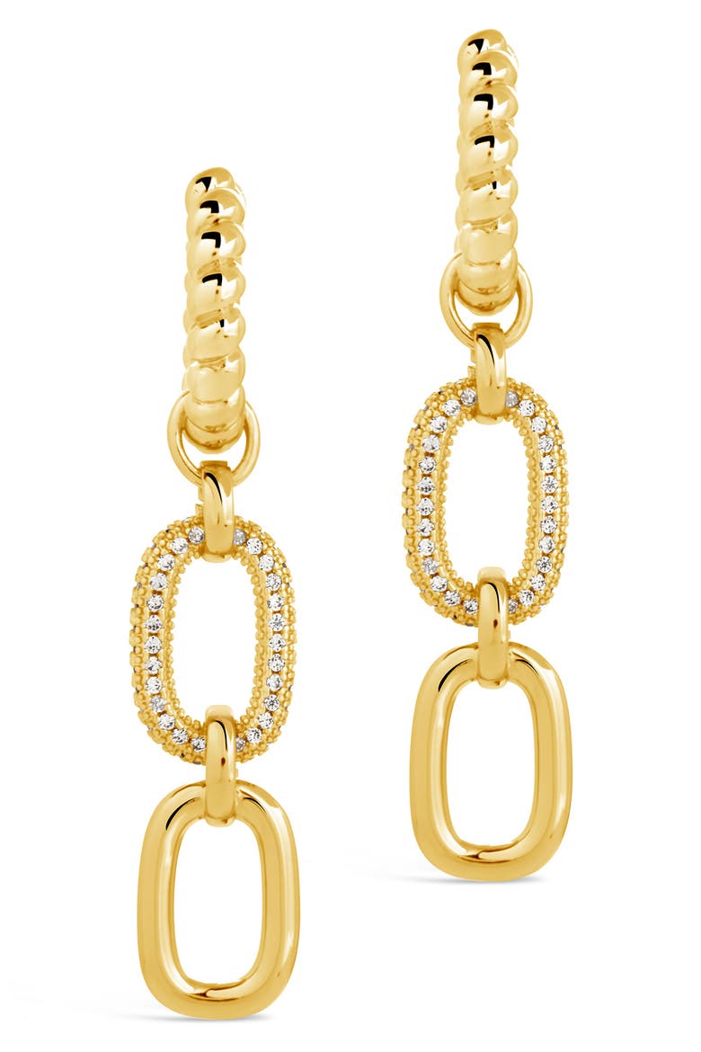 Andi CZ Drop Hoop Earrings, Alternate, color, GOLD