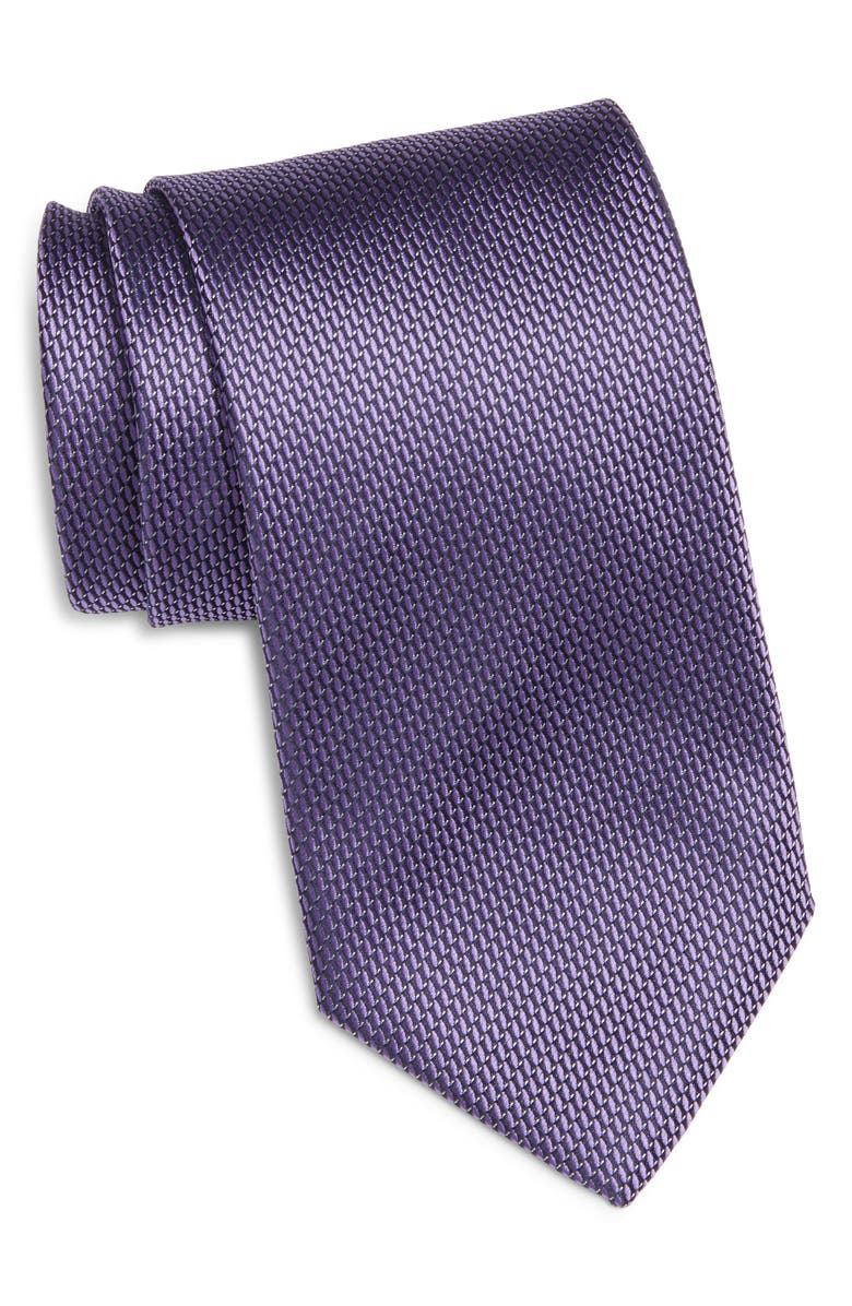 Canali Solid Silk Tie, Main, color, Dark Purple