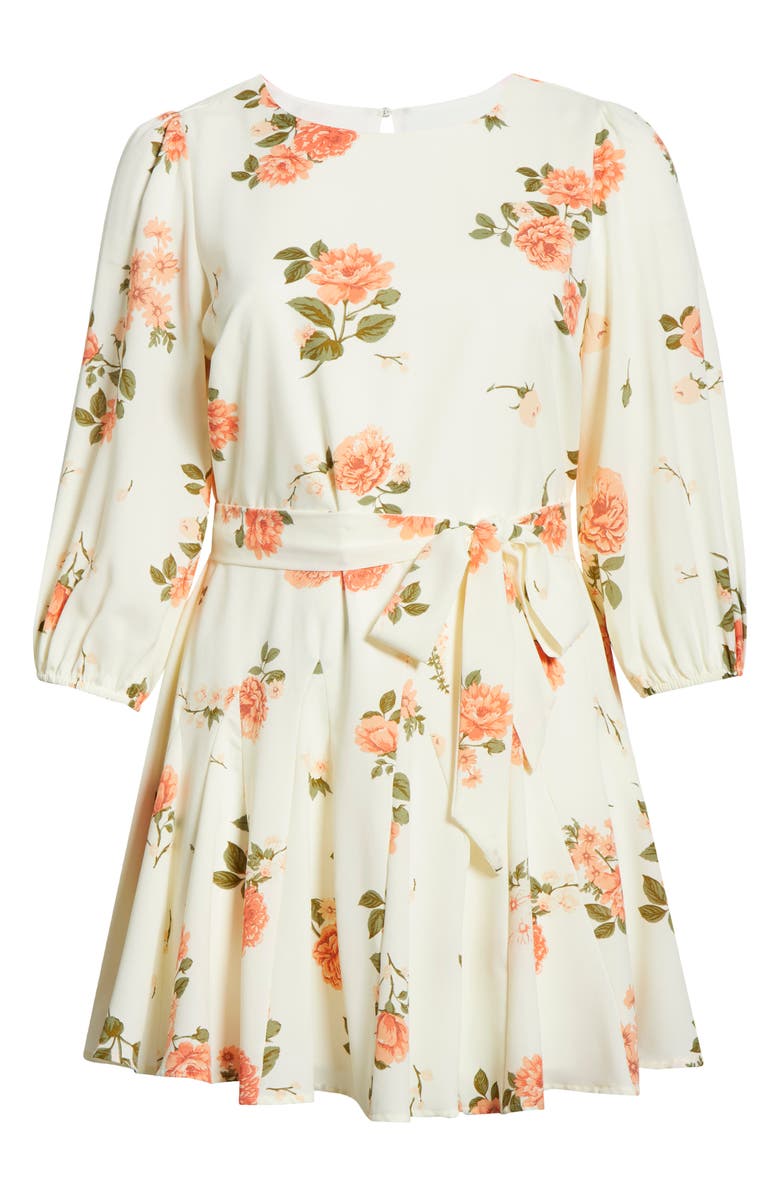 SUGARLIPS Morning Blush Floral Collins Minidress, Alternate, color, Ivory/Pink/Green Multi