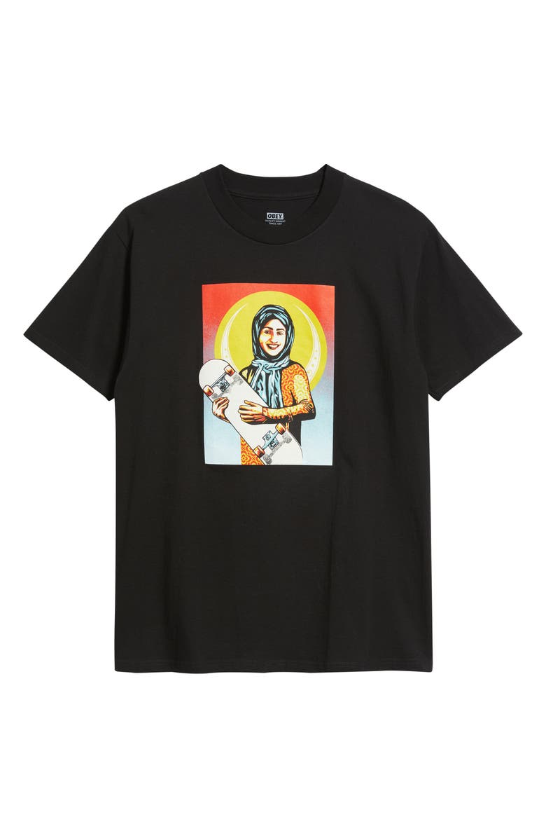Obey Skateistan Graphic T-Shirt, Alternate, color, Black