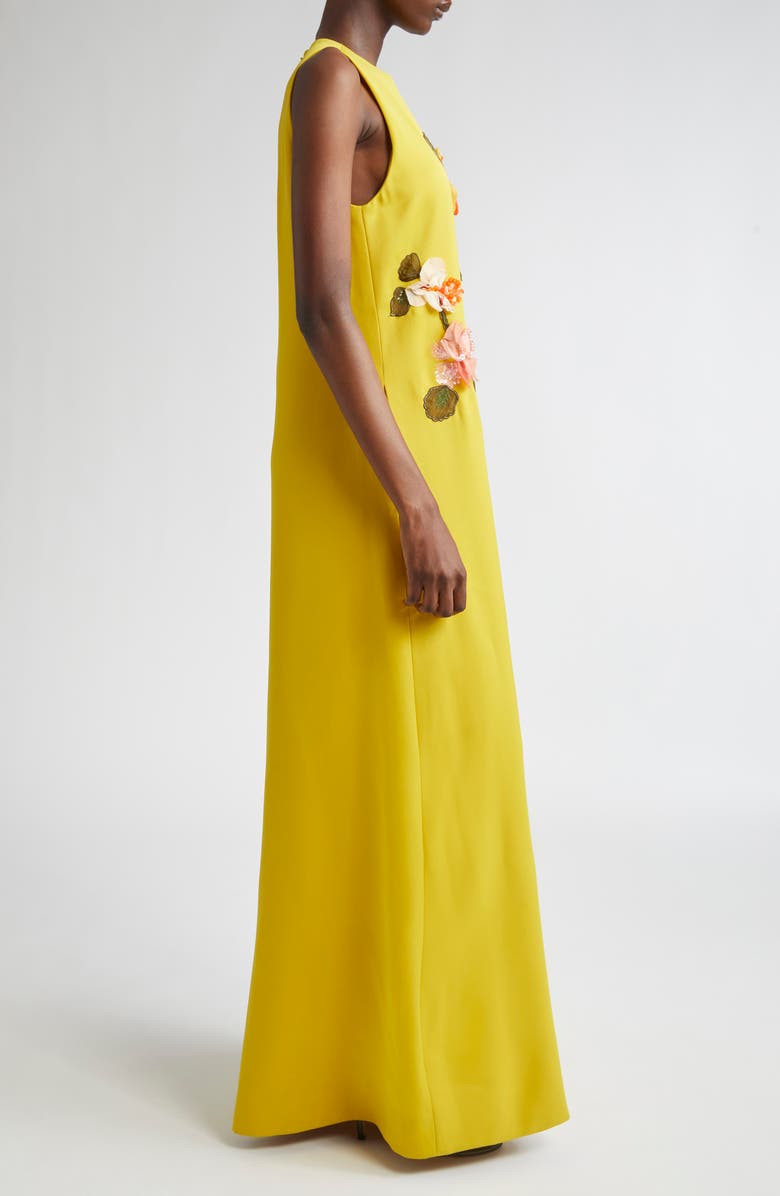 Lela Rose Francie Beaded Floral Appliqué Gown, Alternate, color, Mustard Multi