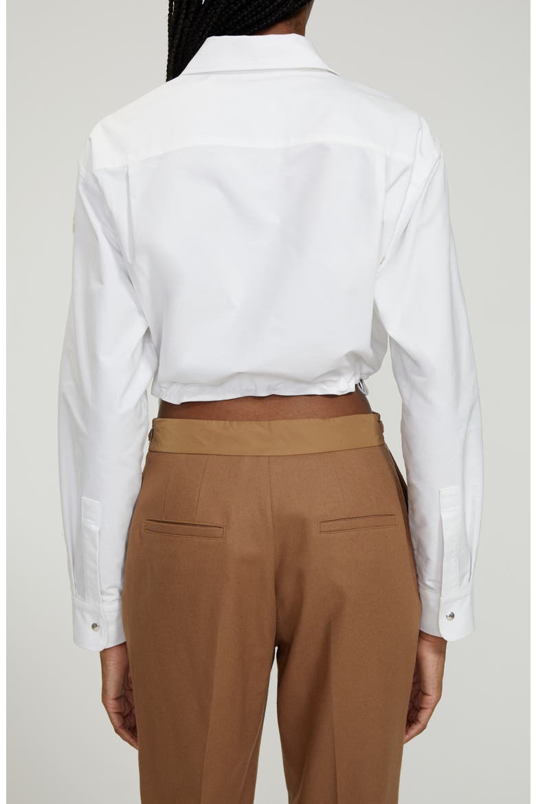 Crop Cotton Oxford Snap-Up Shirt, Alternate, color, WHITE