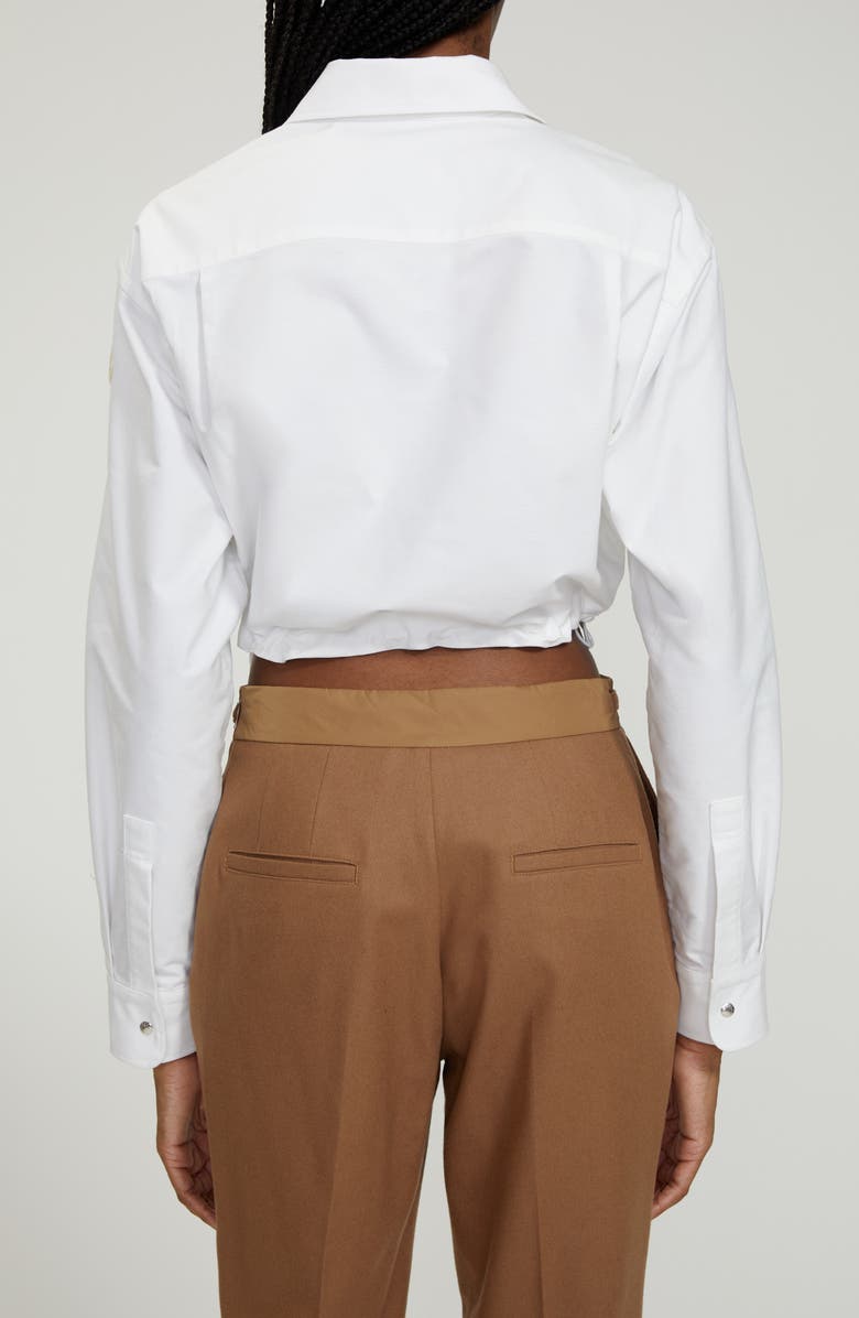 Moncler Crop Cotton Oxford Snap-Up Shirt, Alternate, color, 