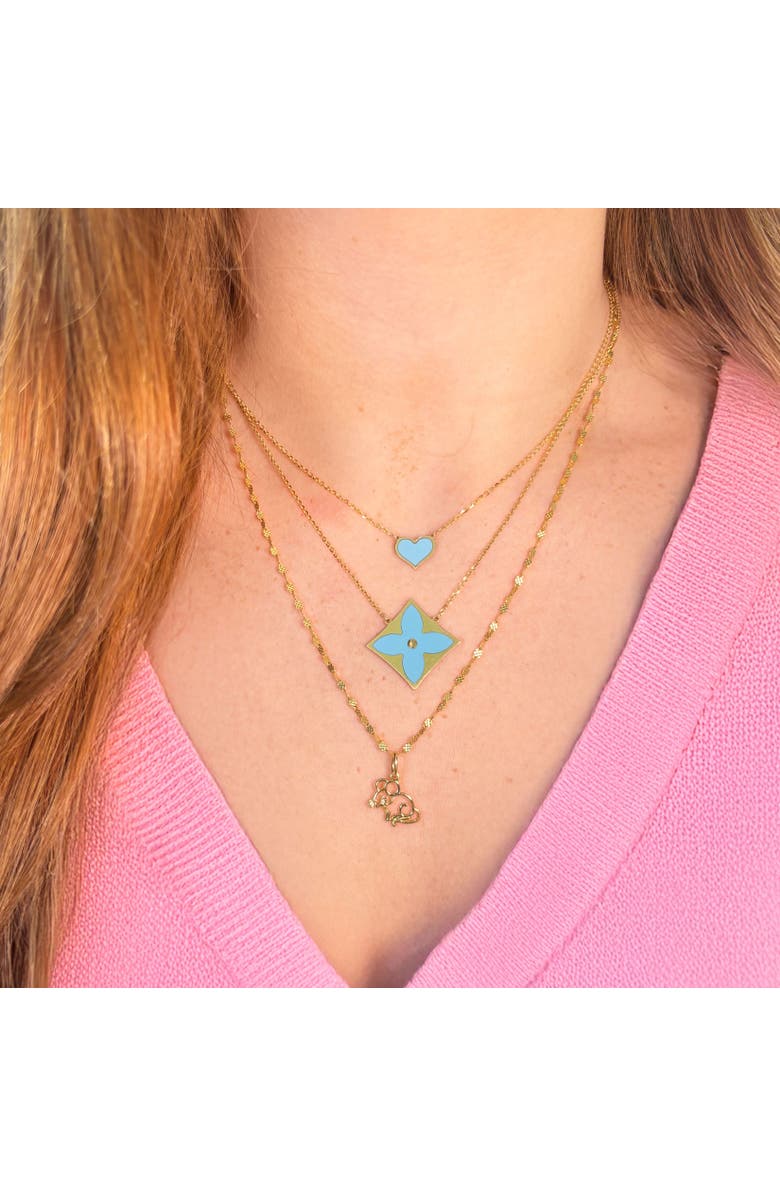 The Lovery Fine Jewelry Turquoise Luxe Flower Necklace, Alternate, color, Turquoise