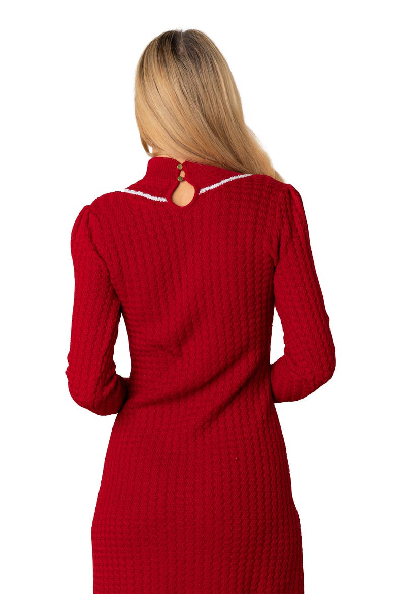 Organic Mock Neck Cable Sweater Dress, Alternate, color, Red Cable