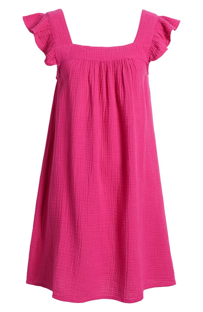 Hatley Ruffle Sleeve Cotton Gauze Shift Dress, Alternate, color,