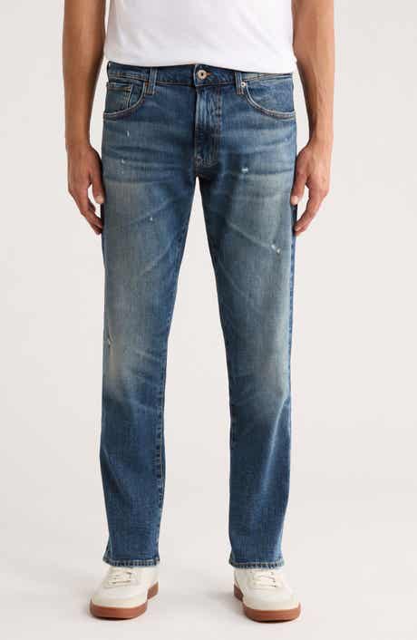 BOSS Regular Fit Distressed Tapered Stretch Cotton Jeans