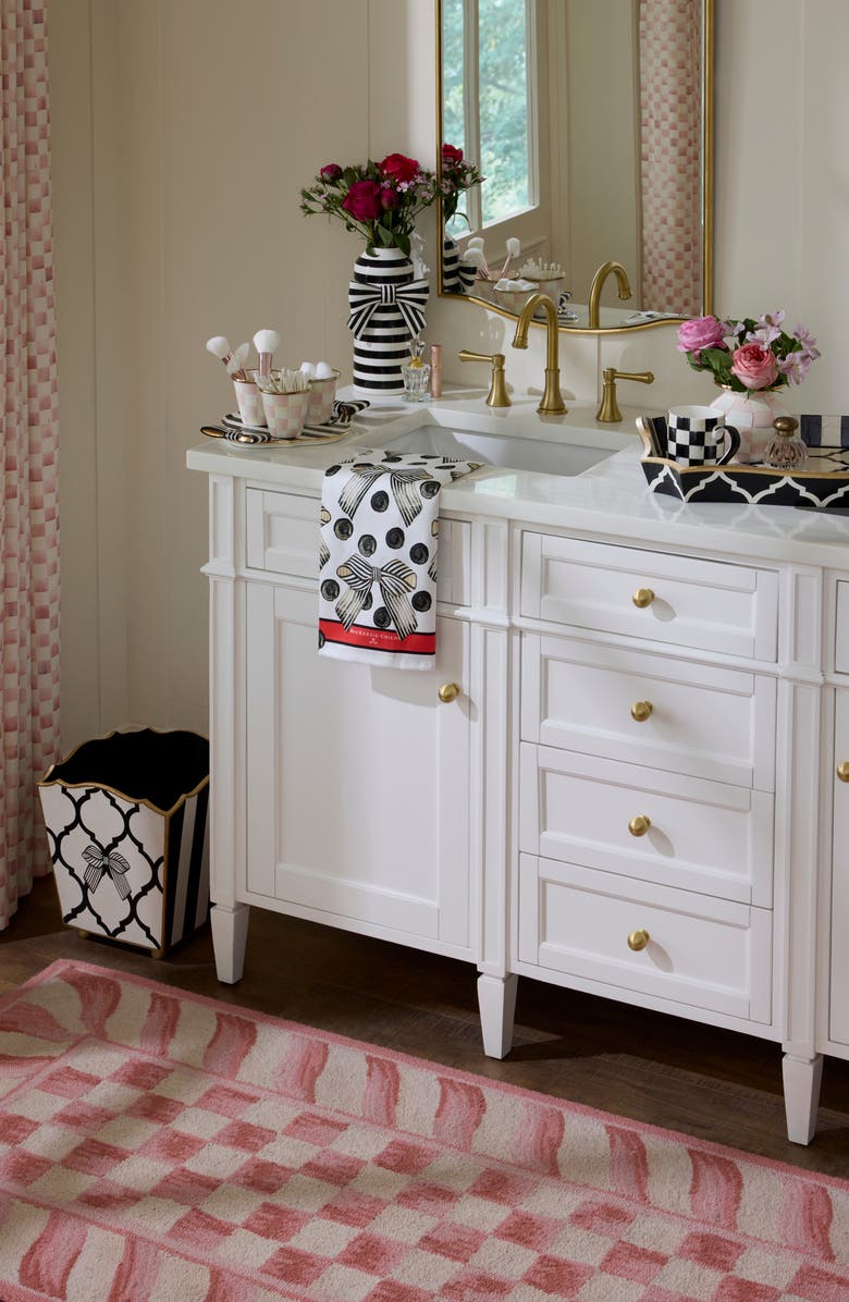 MACKENZIE CHILDS Rosy Checkerboard Machine Washable Runner Rug, Alternate, color, Rosy