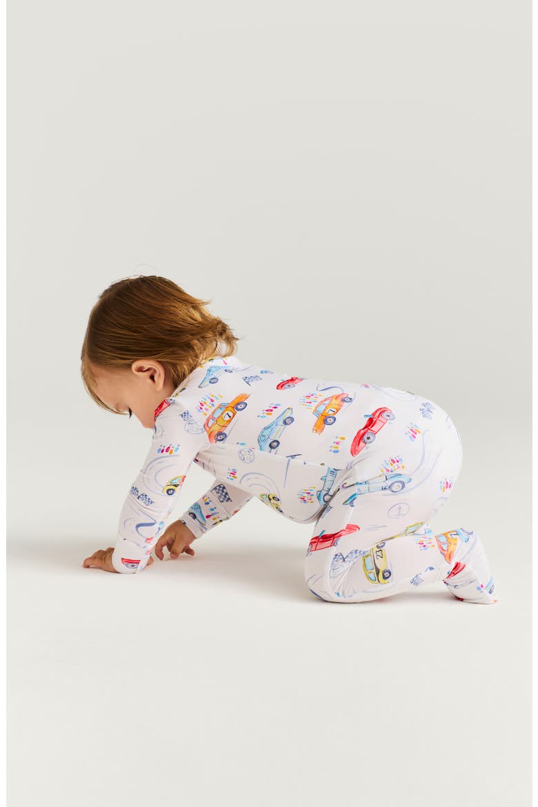 Print Convertible One-Piece Footie, Alternate, color, WHITE