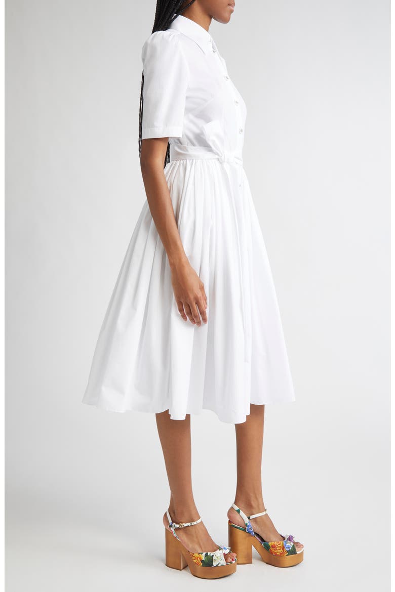 Belted Cotton Poplin Shirtdress, Alternate, color, W0800 BIANCO OTTICO