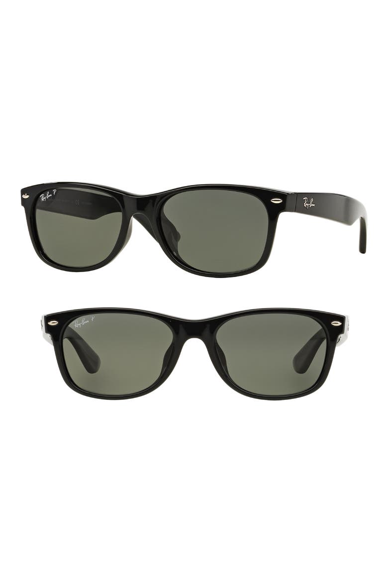 New Wayfarer Classic 58mm Polarized Sunglasses, Main, color, BLACK POLAR