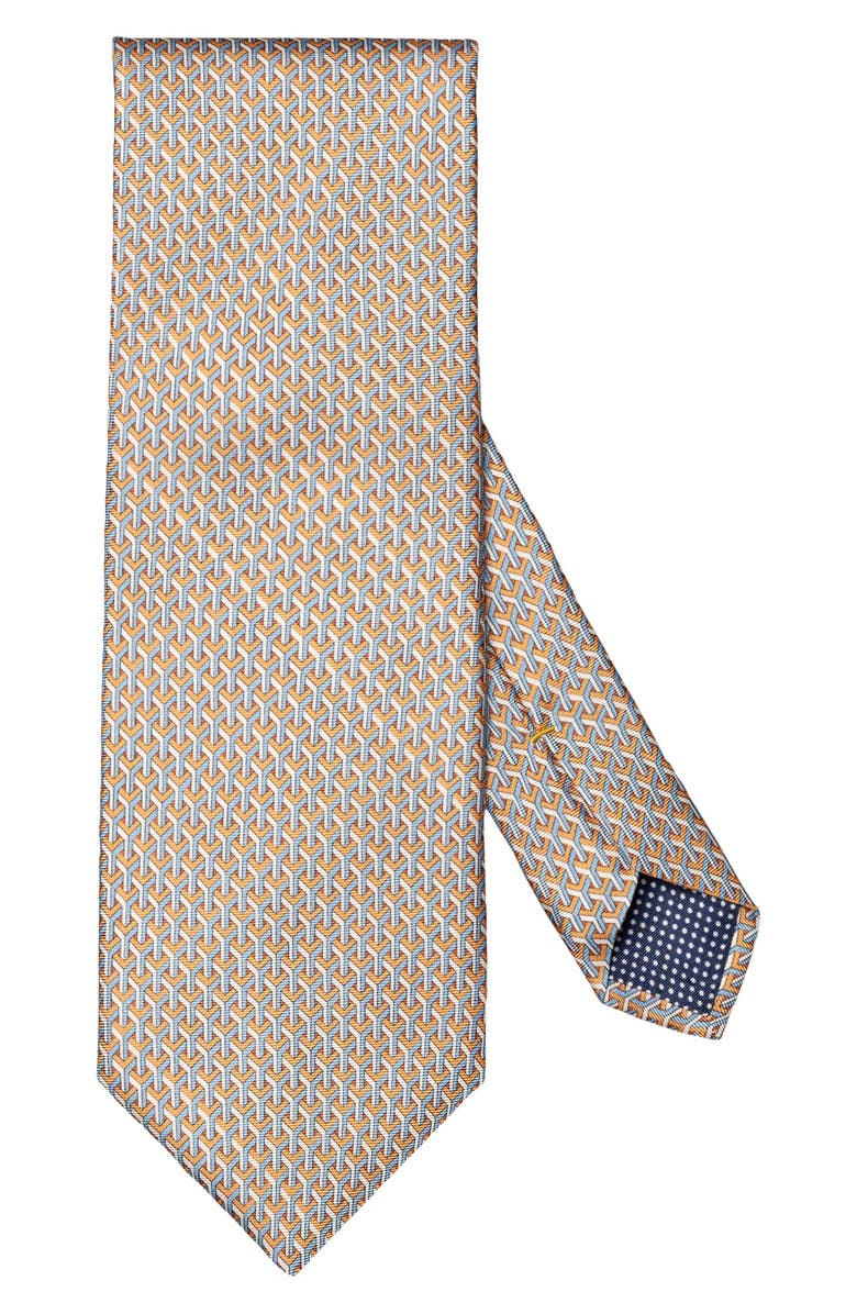 Eton Geometric Silk Tie, Main, color, Medium Orange