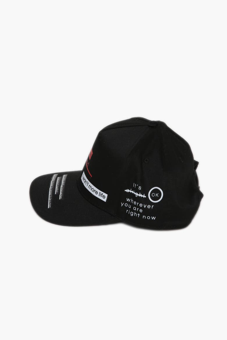 Sayings Mid Rise Printed Cap, Alternate, color, black
