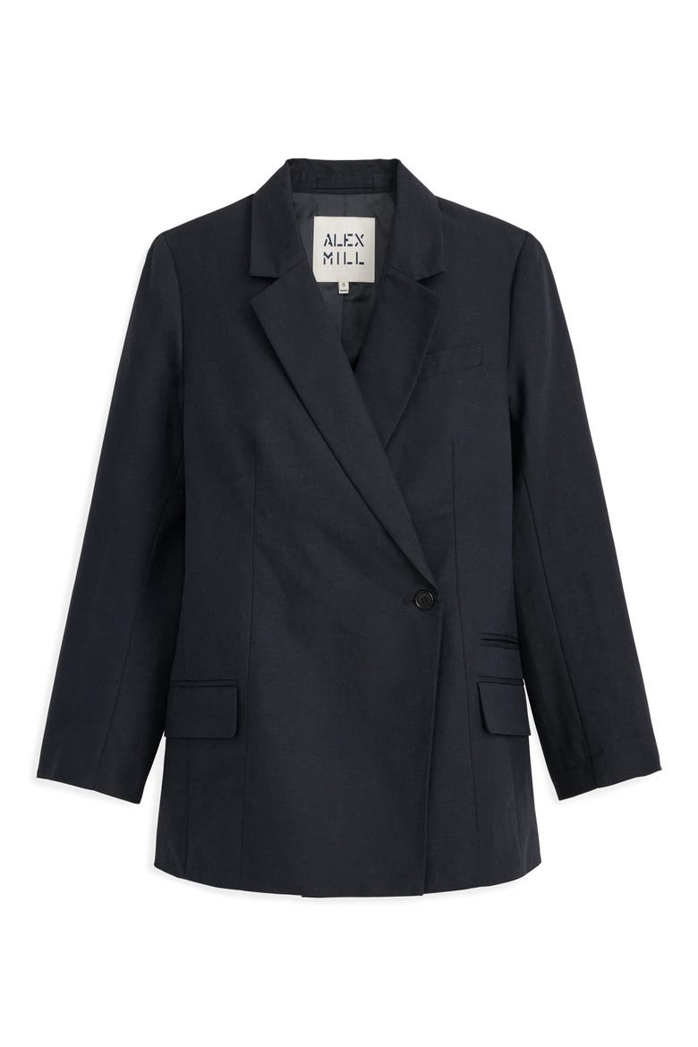 Soho Linen & Cotton Blazer, Main, color, BLACK