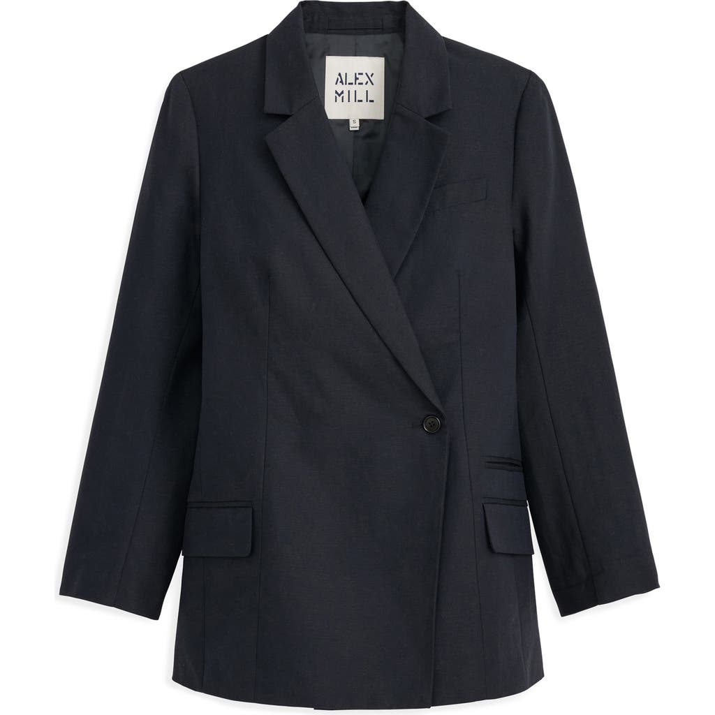 Alex Mill Soho Waisted Blazer In Linen Cotton In Black