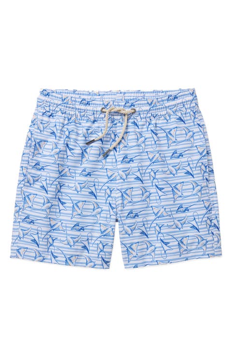 Kids' Bayberry Wave Print Water Repellent Swim Trunks (Little Kid & Big Kid)