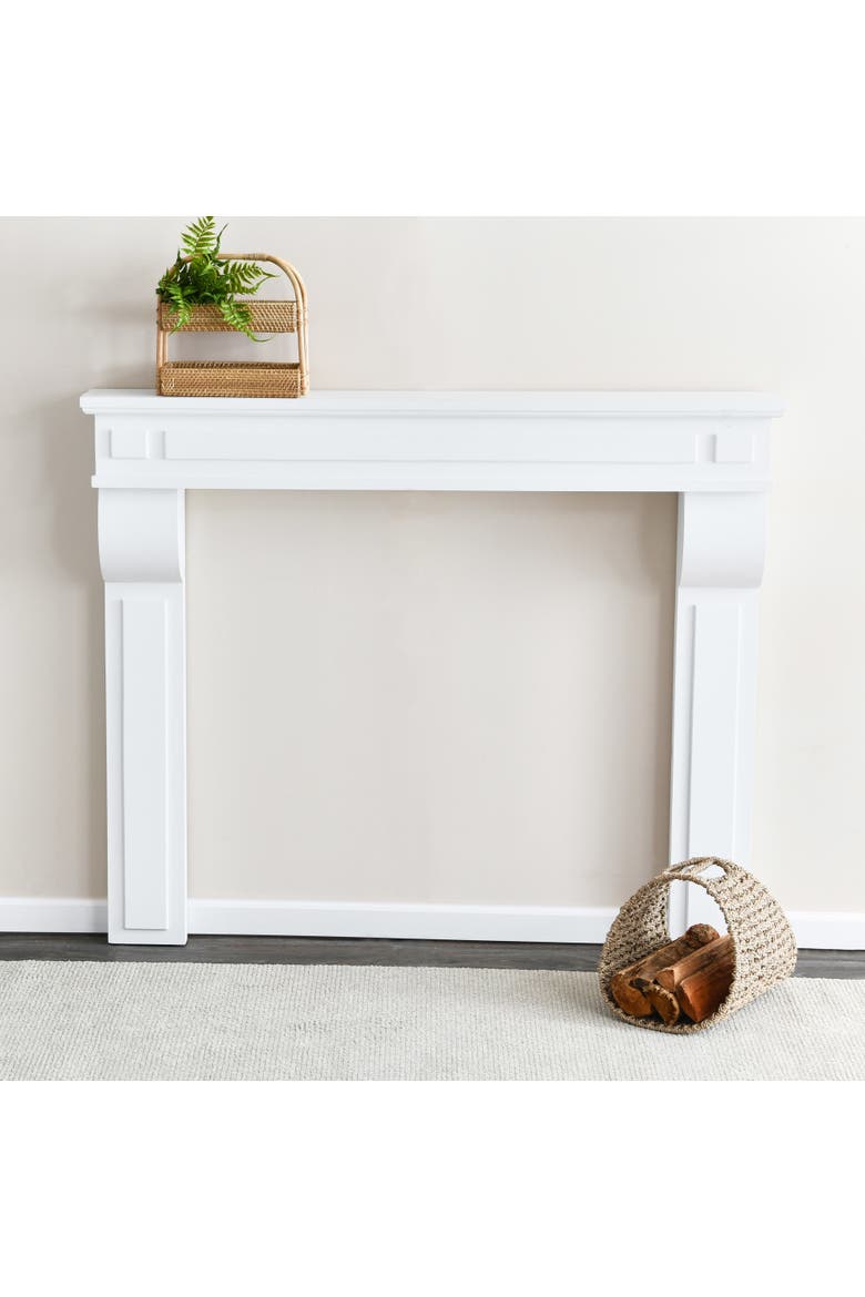 Lodge Decorative Fireplace Mantel, Flat Paintable White, Alternate, color, White