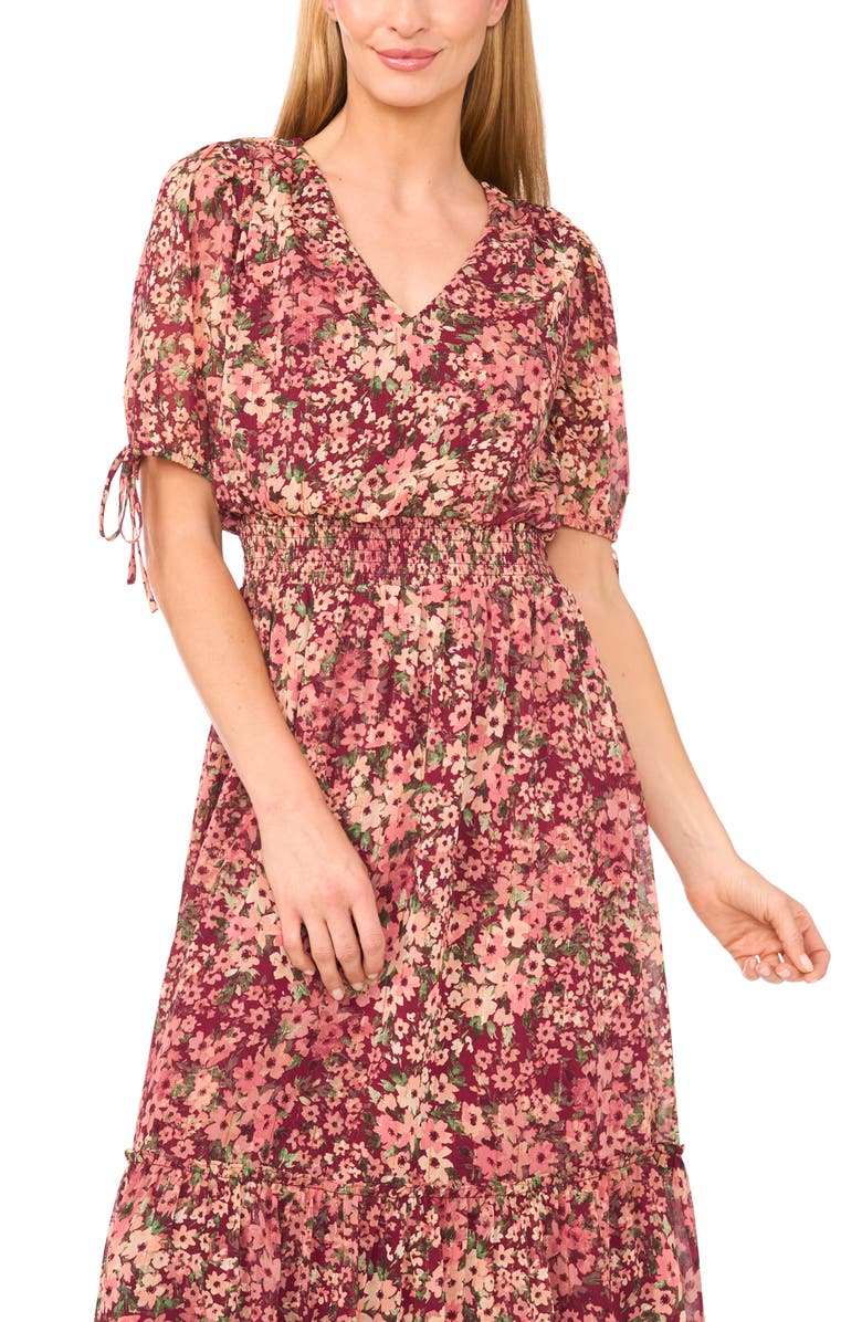 CeCe Floral Print Smocked Waist Maxi Dress, Alternate, color, 