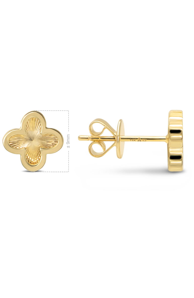 DEVATA Clover Stud Earrings in 14K Gold, 9mm, Alternate, color, Yellow Gold