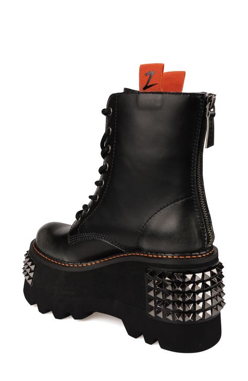 Zigi Leysa Studded Platform Combat Boot In Black