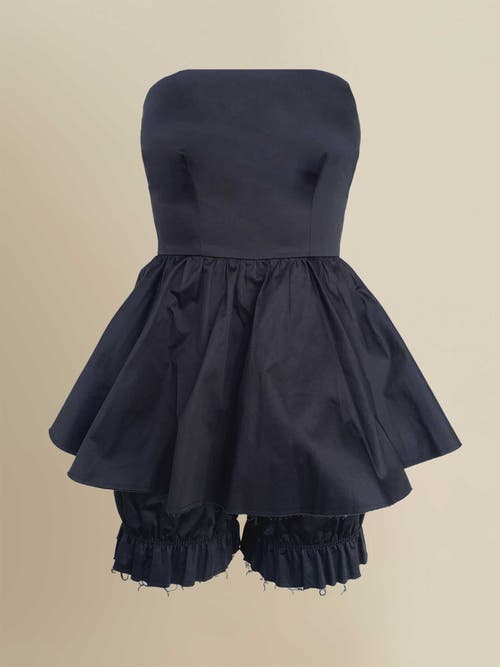 Contessa Mills Lulu Structured Poplin Corset Inspired Romper In Black