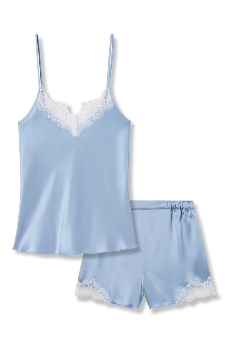 Silk Lace Cami Short Pajamas, Alternate, color, BLUE