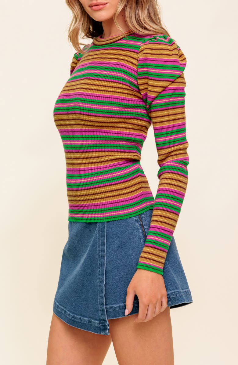 FLYING TOMATO Stripe Sweater, Alternate, color, Pink Green