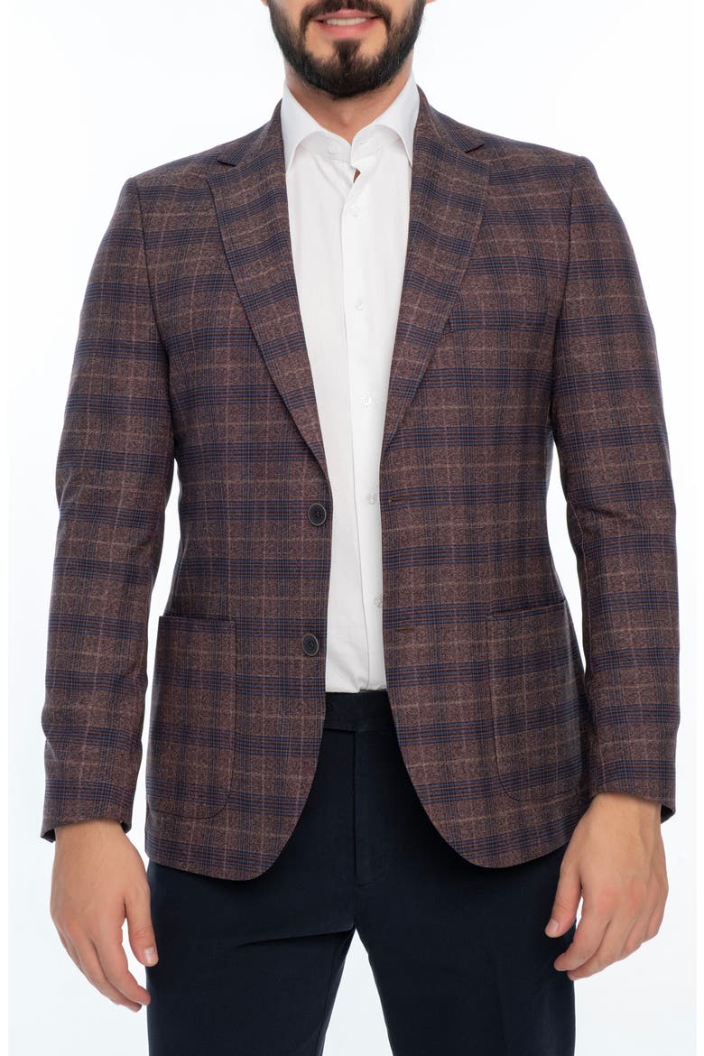 Plaid Sport Coat, Main, color, BURGUNDY