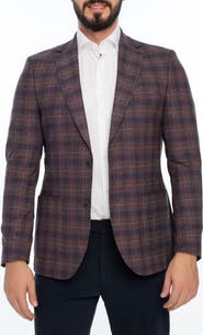 VELLAPAIS Plaid Sport Coat