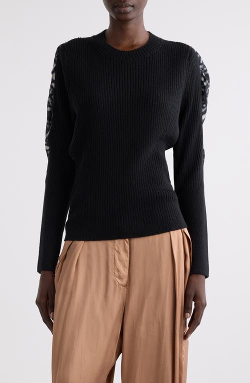 Dries Van Noten Mixed Media Crewneck Sweater In Black