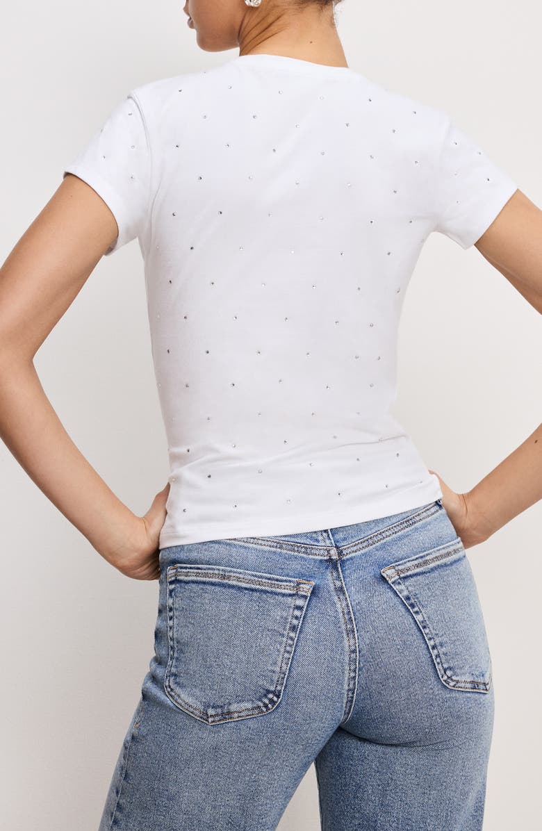 Good American Crystal Baby Tee, Alternate, color, White001