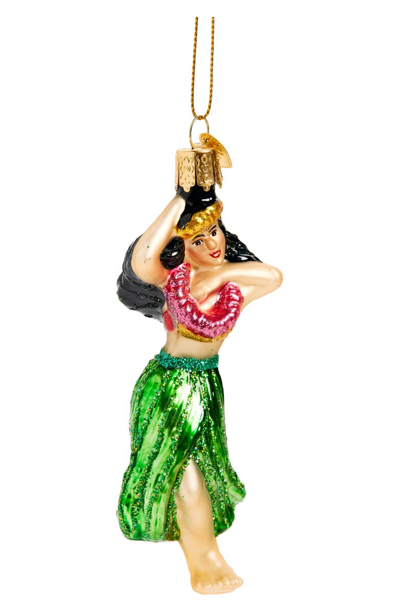 Old World Christmas Hula Dancer Glass Ornament, Main, color,