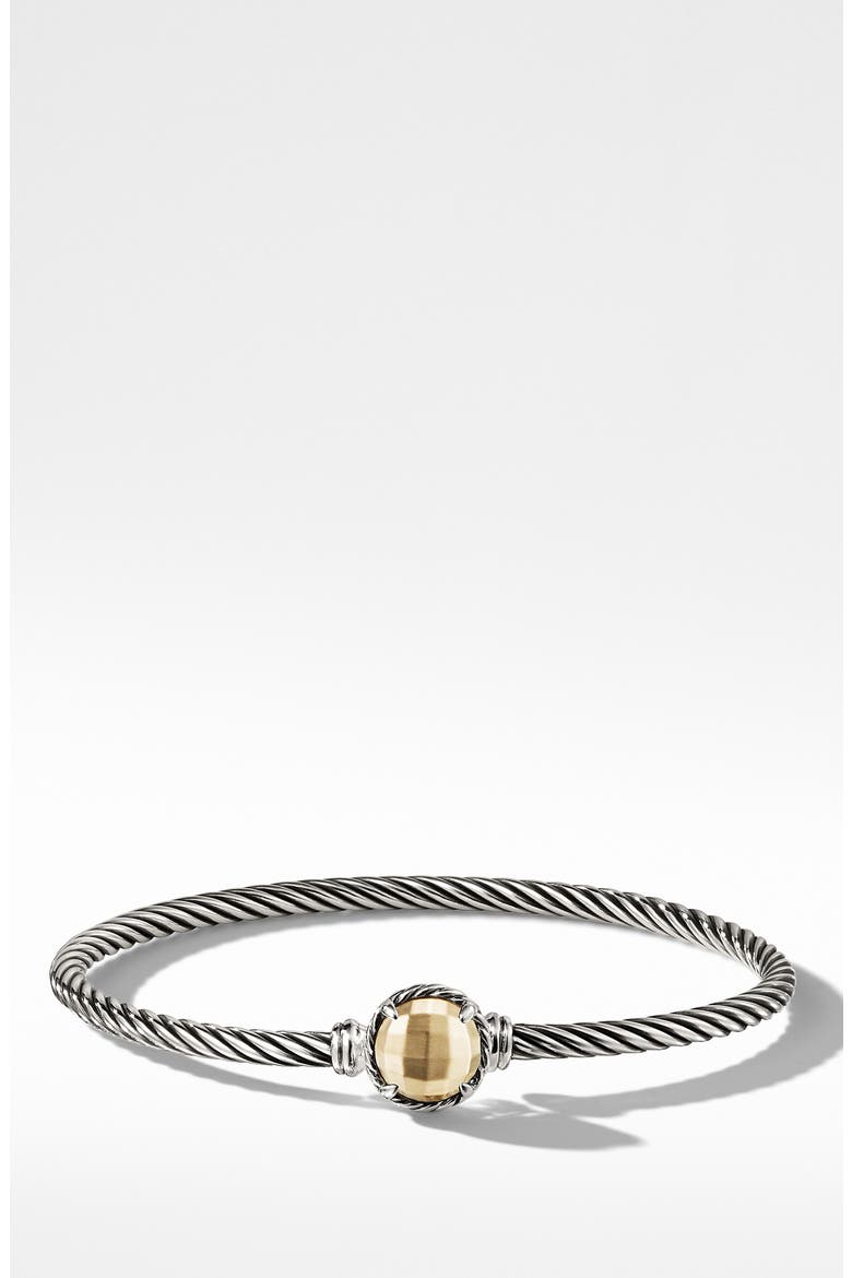 Petite Chatelaine® Bracelet in Sterling Silver with Semiprecious Stone, 3mm, Alternate, color, GOLD DOME