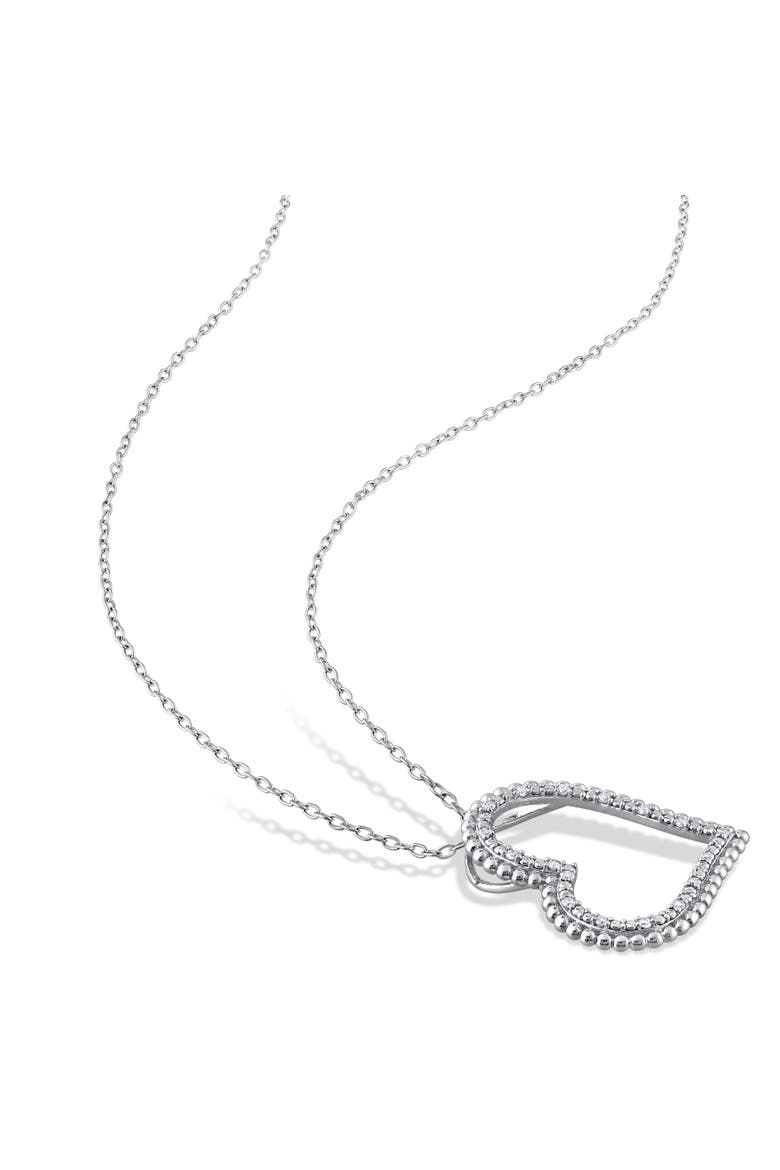 Diamond Heart Pendant Necklace, Alternate, color, Sterling Silver