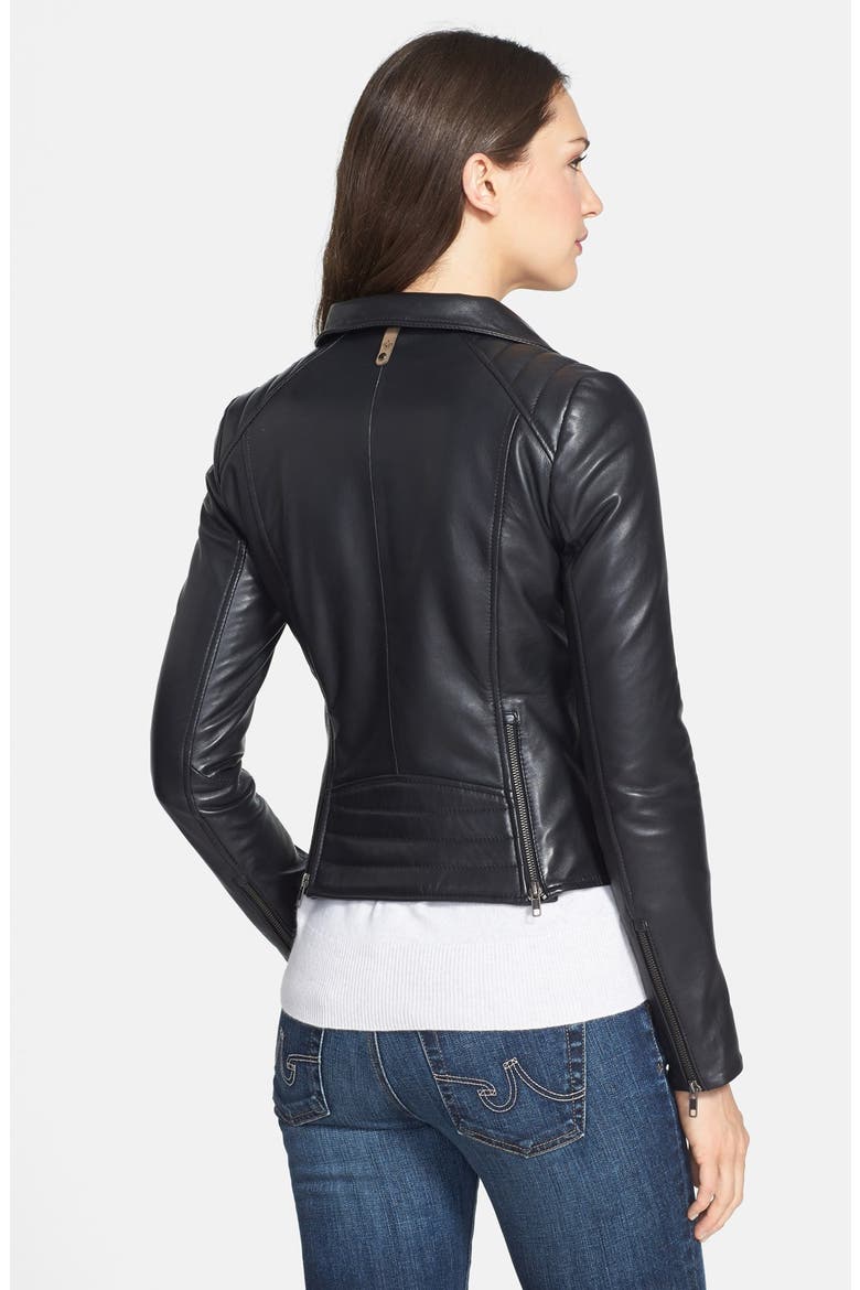 'Besa' Leather Moto Jacket, Alternate, color, BLACK