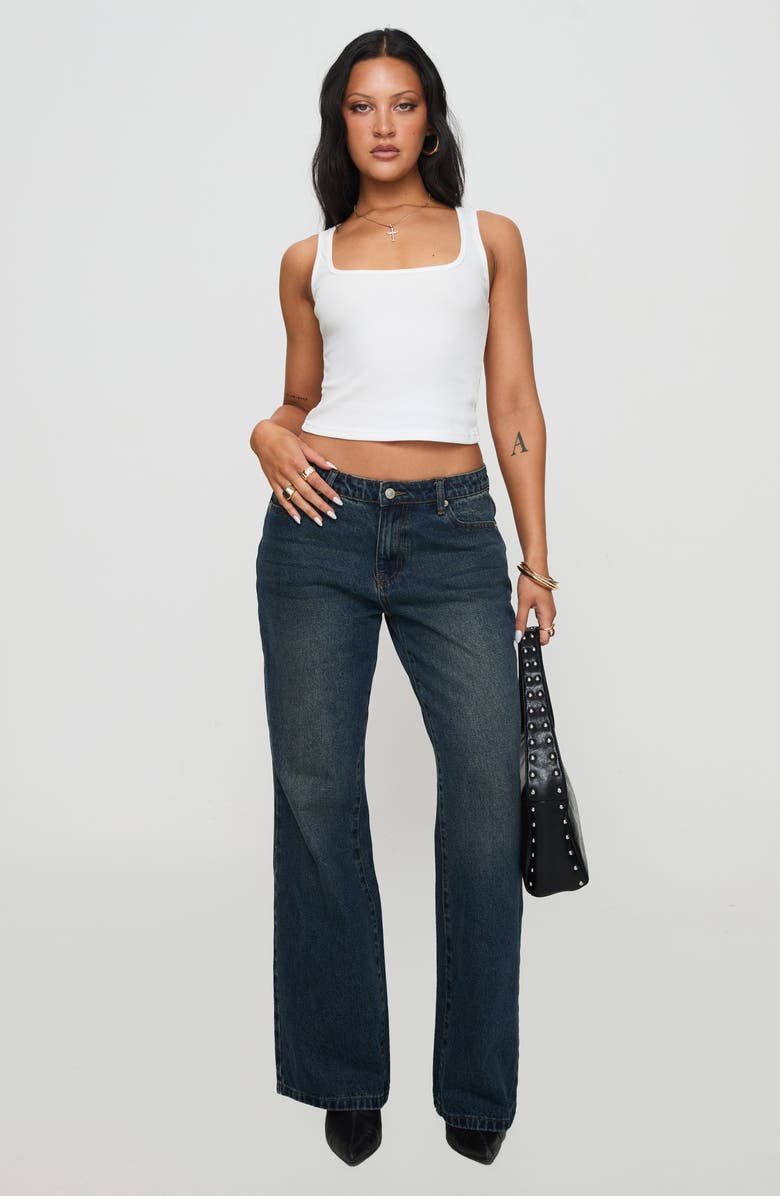 Princess Polly Baseline Square Neck Rib Tank, Alternate, color, White