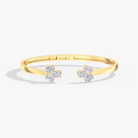 Multi Shape Cluster Cuff Lab Diamond in 14K Gold