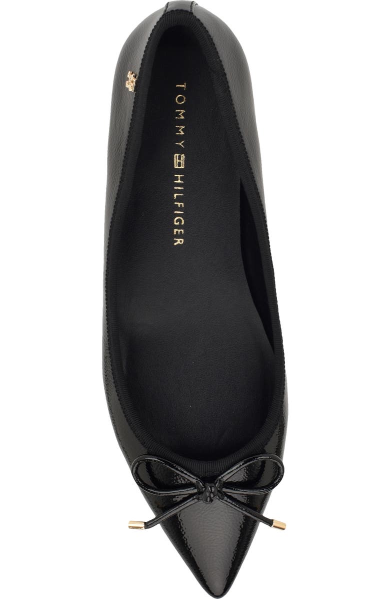 Tommy Hilfiger Kimio Pointed Toe Flat, Alternate, color, Black Shiny