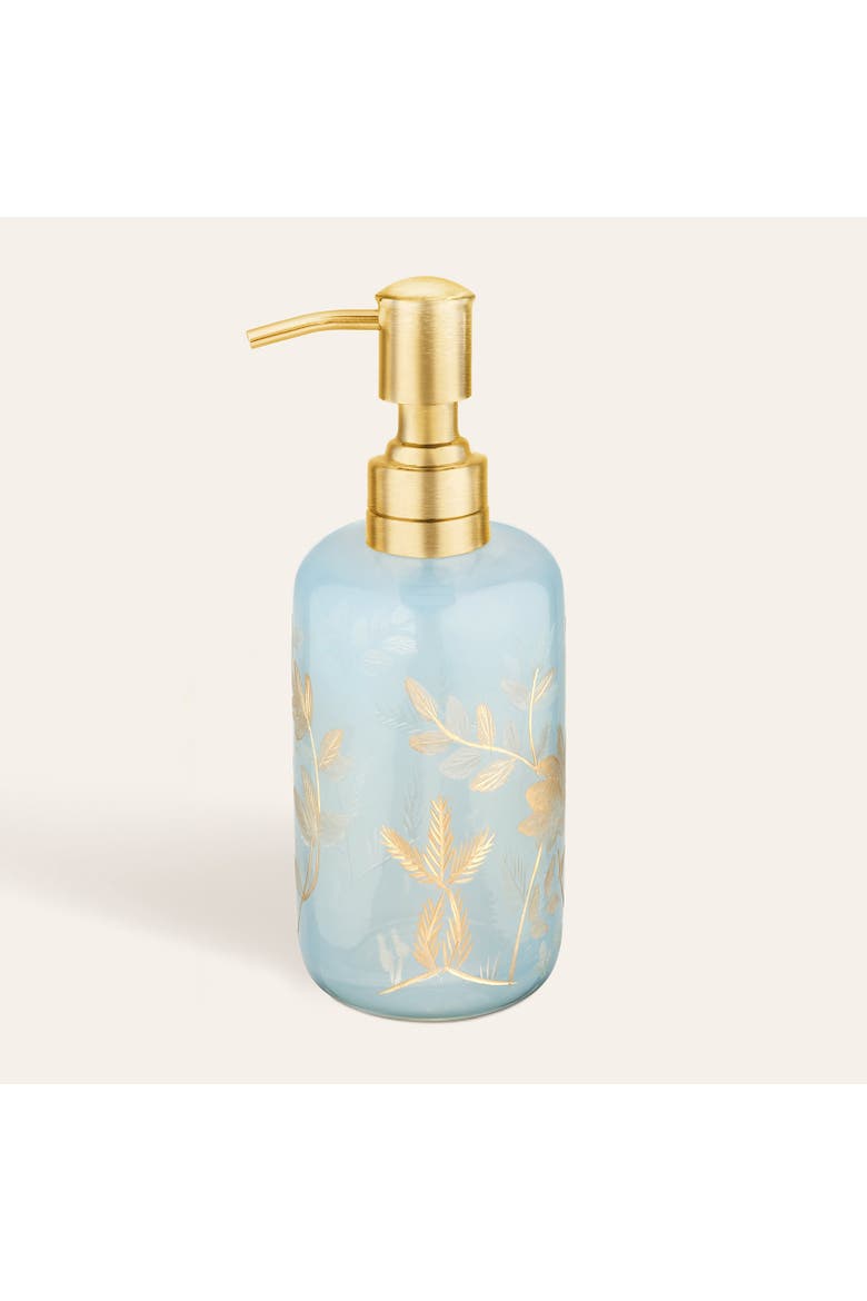 Aravali Hand Painted Glass Soap Dispenser Bath Essential, Main, color, Metallic Gold