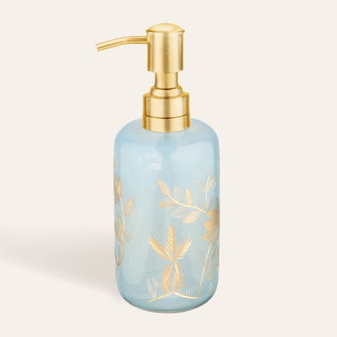Aravali Hand Painted Glass Soap Dispenser Bath Essential