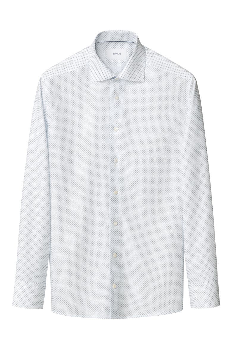 Slim Fit Geometric Print Organic Cotton Twill Dress Shirt, Alternate, color, LIGHT BLUE
