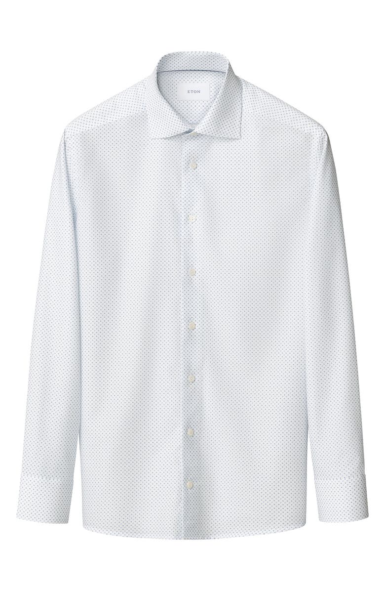 Eton Slim Fit Geometric Print Organic Cotton Twill Dress Shirt, Alternate, color, Light Blue