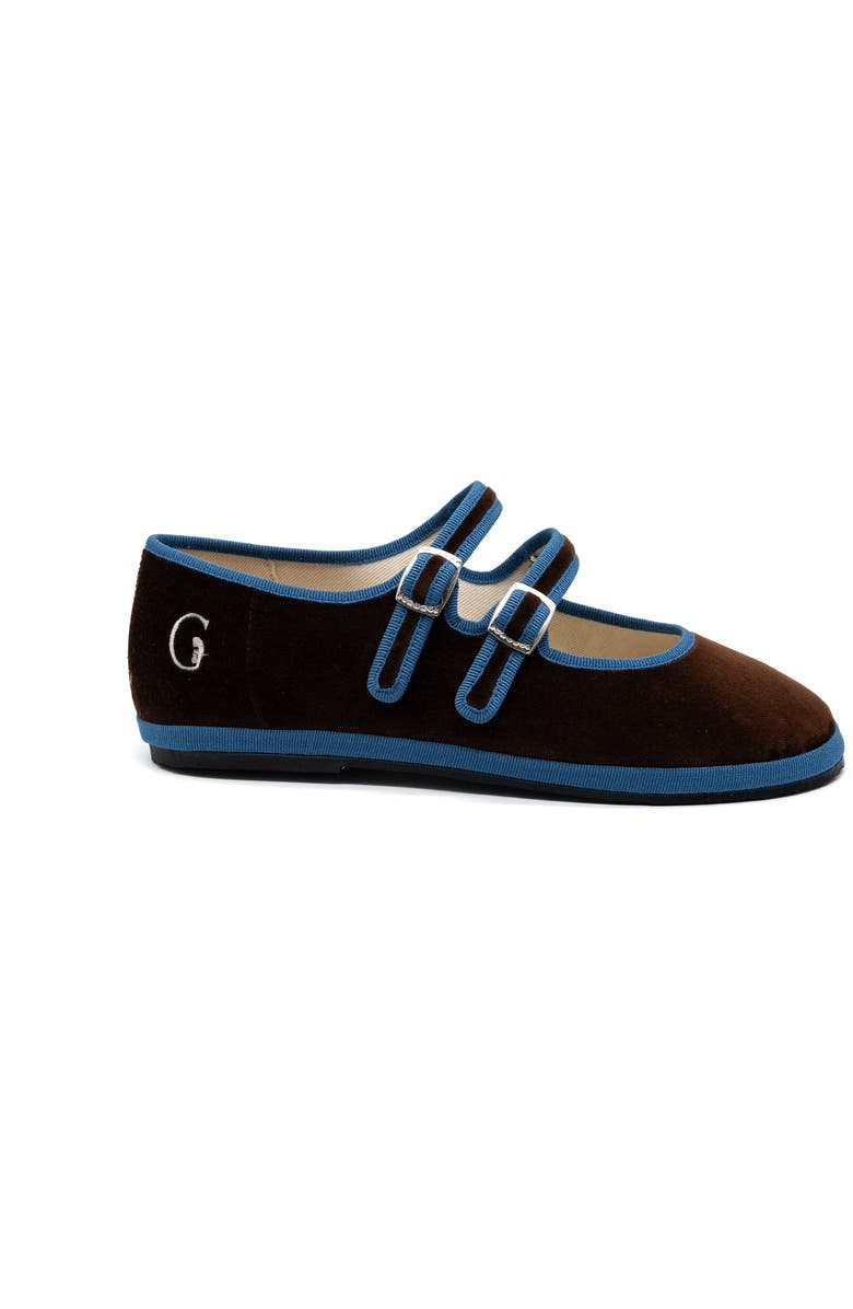 Gondolina Shoes Pugni Double Strap Mary Jane Flats, Main, color, Espresso Skyline