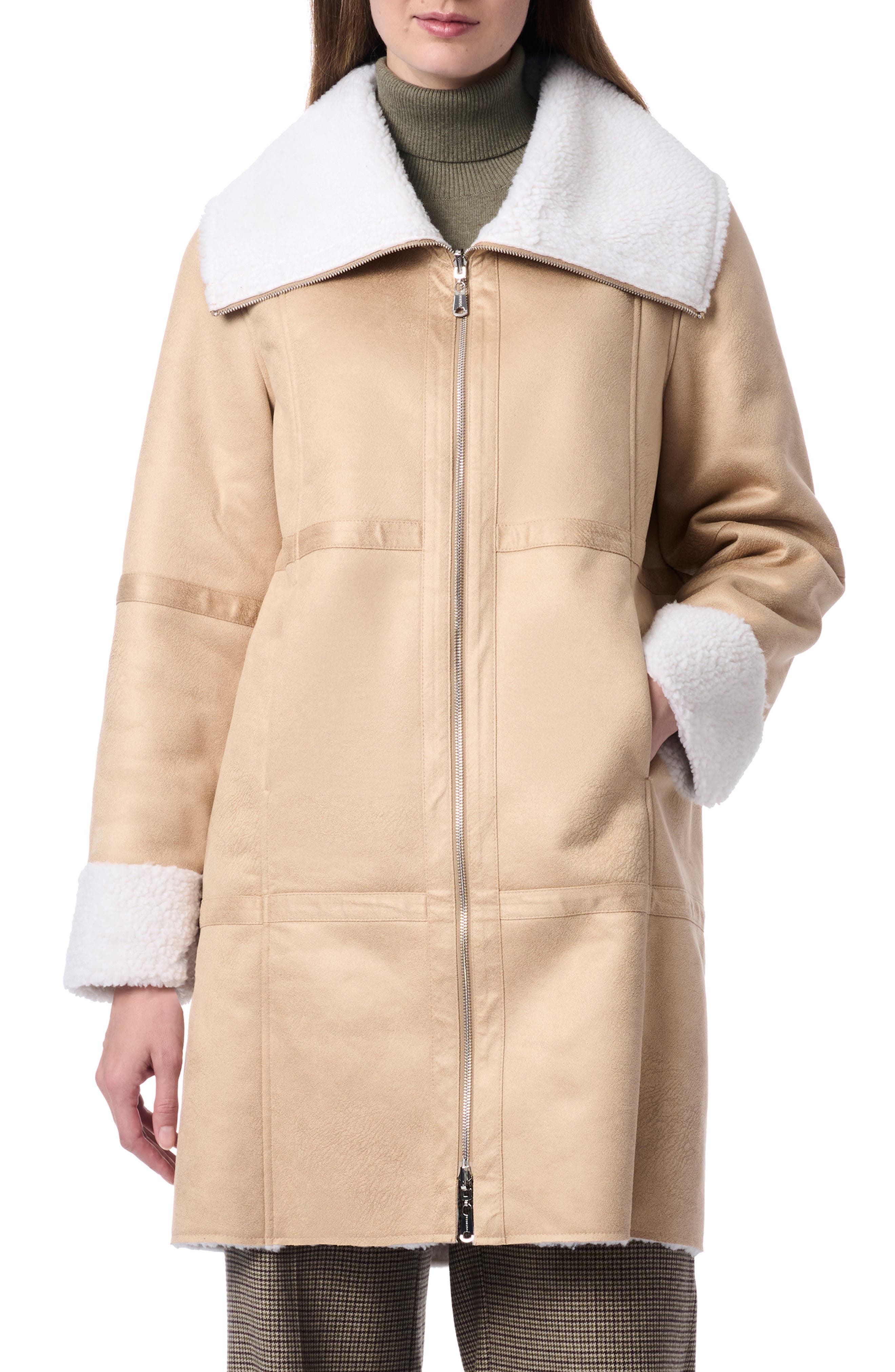 Bernardo Faux Leather & Faux Fur Reversible Coat