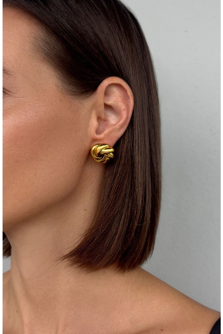18k Gold Plated Knot Earrings, Main, color, GOLD