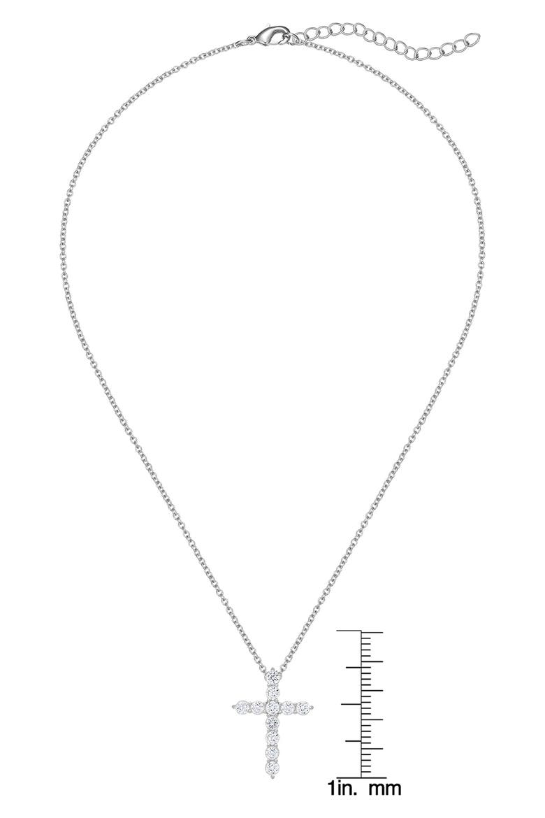 Kids' Cubic Zirconia Cross Pendant Necklace, Alternate, color, SILVER