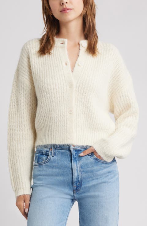 Fuzzy Crewneck Cardigan