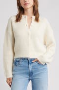 Open Edit Fuzzy Crewneck Cardigan