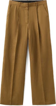 MANGO Linen Straight Leg Suit Pants