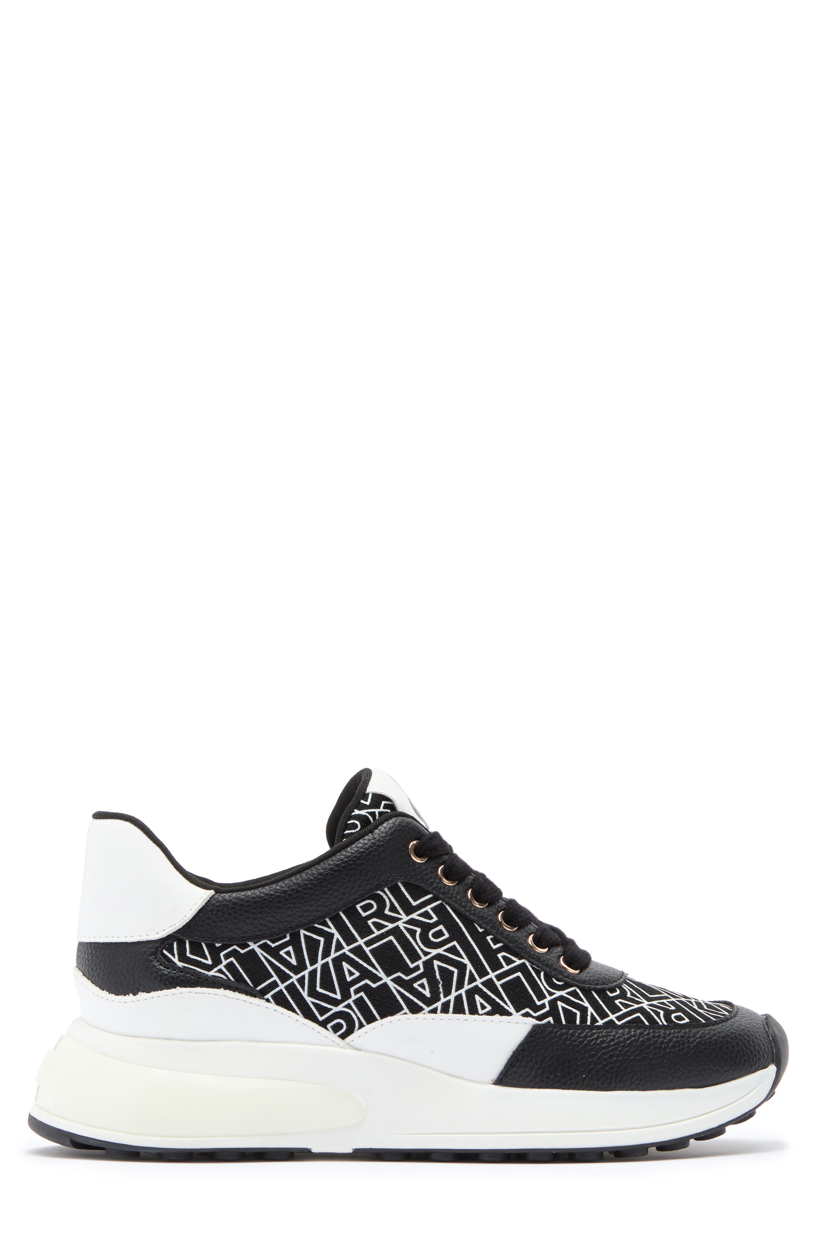 KARL LAGERFELD PARIS Dallas Lace-Up Sneaker, Alternate, color, Black/White